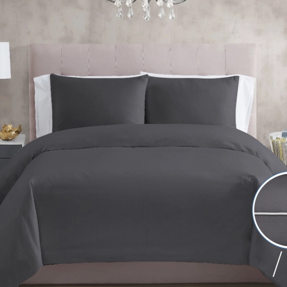Christian Siriano NY 3 Piece Full/Queen Duvet Set-Dark Gray